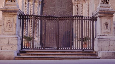 Side door of the Cathedral in Palermo, Sicily Stock Footage 88650338