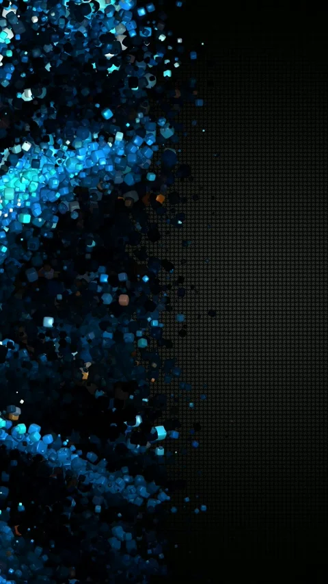 Side drifting flow of glossy cubes moving through a deep dark textured surface Stock Footage 322721663