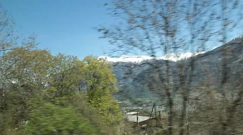Side Driving Plate Alps Stock Footage 67596952
