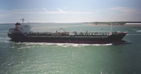 Side Drone Shot of a Cargo ship shot in 4k. Stock Footage 182888819