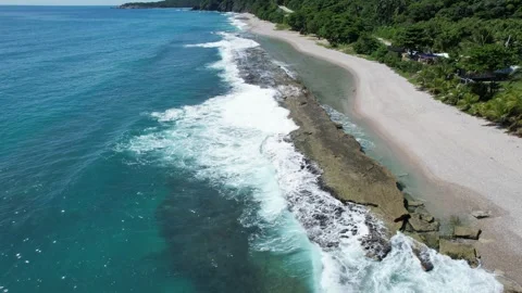 Side drone view of Dominican Beach Stock Footage 255095943