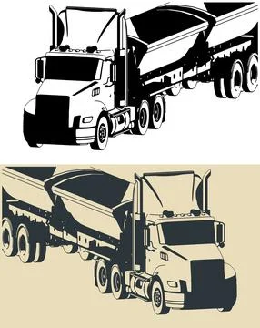Side dump trailer close up Stock Illustration