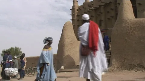Side entrance grand mosque Stock Footage