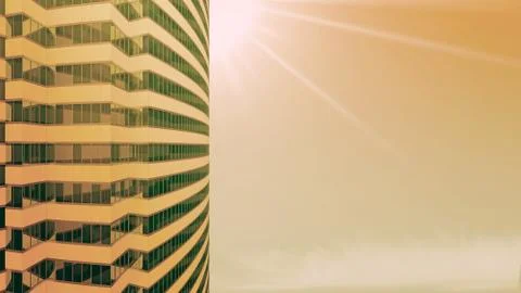 Side of the facade skyscraper in yellow tinted Stock Illustration