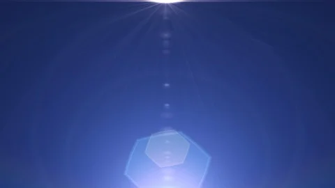 Side flickering star sun blue lights optical lens flares shiny animation art Video stock 85501932