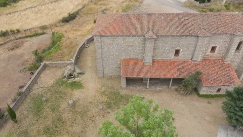Side flight with drone in a sanctuary from the middle ages in Avila Spain 스톡 동영상 293211810