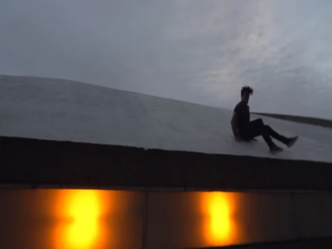 Side Flip Slide Down Urban Concrete Ledge Stock Footage 80164372