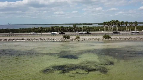Side on Florida Ocean Road Drone Shot Stock Footage 88963353