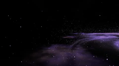 Side on fly through a purple galaxy with a glowing center, stars and cloud Stock Footage 124251518