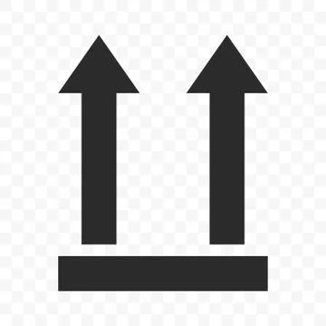This side up, fragile box, vector arrow icon. Handle with care logistics and  Illustrazione stock