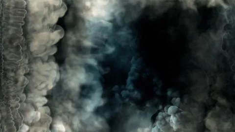 Side frame of blue smoke with fire - abstract 3D illustration Stock Illustration