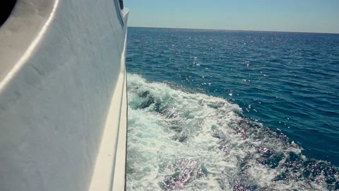 Side front of the motor yacht going to the sea. Luxury traveling Видео 161782840