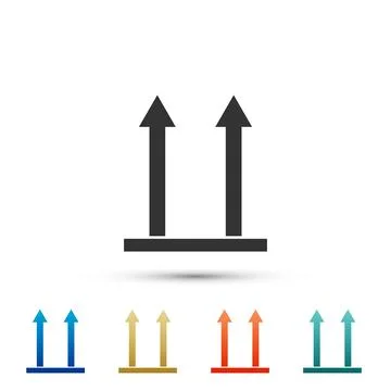 This side up icon isolated on white background. Two arrows indicating top s.. Stock Illustration