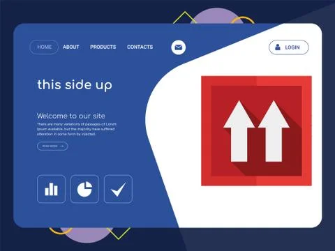 This side up Landing page website template design Free Stock Illustration