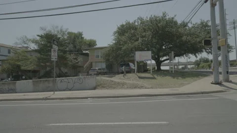 Side left driving plate - East Dean Keaton Street at Red River Street, Austin Stock Footage 255072299