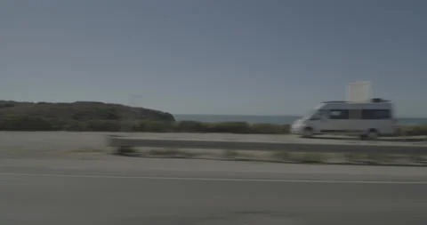 Side left driving plate - Highway 1 at San Simeon State Park, San Simeon Stock Footage 294915694