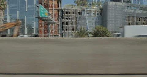 Side left driving plate - Hwy 110 at West 8th St, Los Angeles Stock Footage 101930888