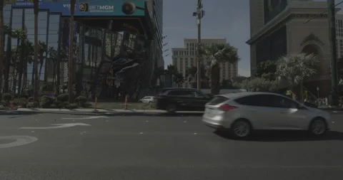 Side left driving plate - Las Vegas Boulevard at Paris Drive, Las Vegas Stock Footage 293945229