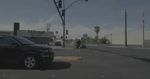 Side left driving plate - Las Vegas Boulevard at East Wyoming Avenue, Las Vegas Stock Footage 293947939