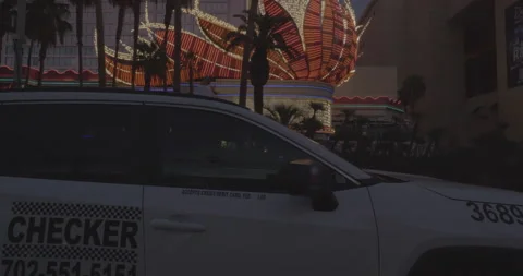 Side left driving plate - Las Vegas Boulevard at East Flamingo Road, Las Vegas Stock Footage 294202397