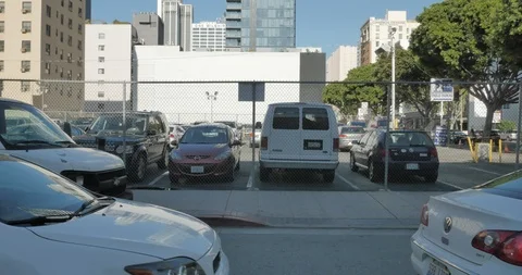 Side left driving plate - Ninth St at Cortega Place, Downtown LA Stock Footage 113761260