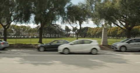 Side left driving plate - Veteran Ave at Wilshire Boulevard, Westwood Stock Footage 113789133