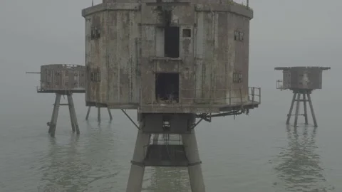 Side leveled Drone Recording of Red Sands Fort, Daytime, 4K/25F Stock Footage 172069866