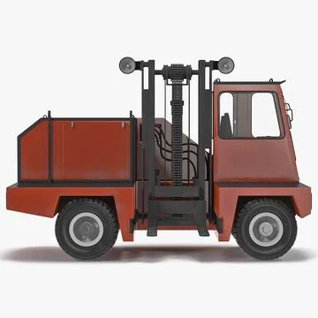 Side Loading Forklift Truck Red 3D Model 3D Model