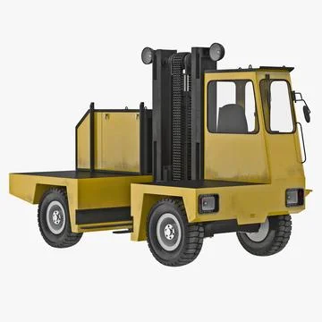 Side Loading Forklift Truck Yellow 3D Model 3D Model