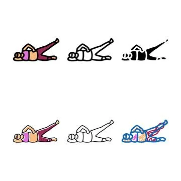 Side lying leg types lifts pregnant fitness color icon vector Stock Illustration