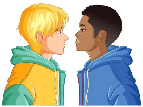 Side of man cartoon Stock Illustration