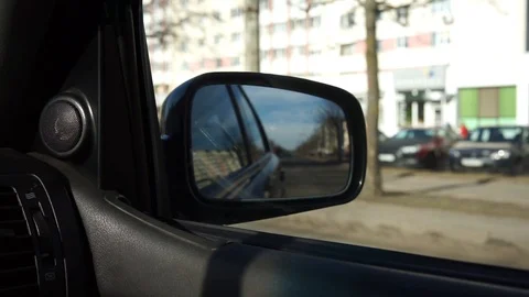 Side mirror on the moving car Video stock 112300601