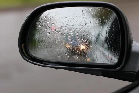 Side mirror in the rain Stock Photos
