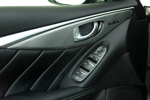 Side mirror switch control, window control, central locking and car door handles Stock Photos