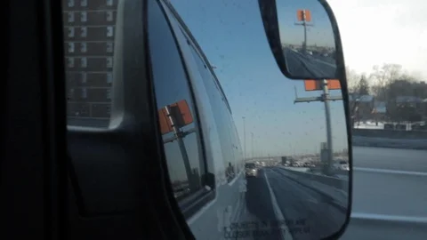 Side Mirror of Van Driving Down the Highway Stock Footage 113408198
