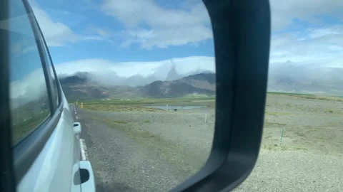 Side Mirror View of Driving in Iceland Stock Footage 251380282