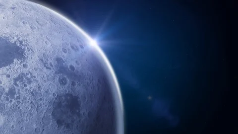 Side Moon On Blue Space Background Stock Footage 93247768