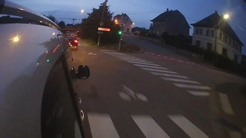 Side Mounted Car POV Driving From Haguenau To Strasbourg At Dusk part 2 Stock Footage 325567602