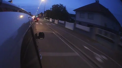 Side Mounted Car POV Driving From Haguenau To Strasbourg At Dusk part 4 Stock Footage 325567918