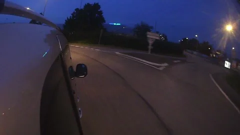 Side Mounted Car POV Driving From Haguenau To Strasbourg At Dusk part 5 Stock Footage 325568328