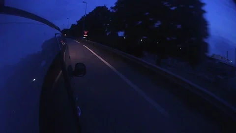 Side Mounted Car POV Driving From Haguenau To Strasbourg At Dusk part 6 Stock Footage 325568482