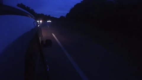Side Mounted Car POV Driving From Haguenau To Strasbourg At Dusk part 7 Stock Footage 325568780