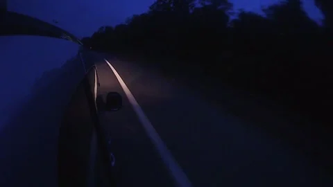 Side Mounted Car POV Driving From Haguenau To Strasbourg At Dusk part 8 Stock Footage 325568782