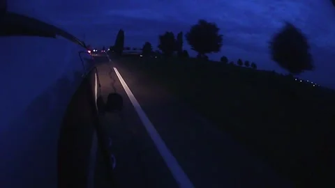 Side Mounted Car POV Driving From Haguenau To Strasbourg At Dusk part 10 Stock Footage 325568816