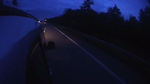 Side Mounted Car POV Driving From Haguenau To Strasbourg At Dusk part 9 Stock Footage 325568834