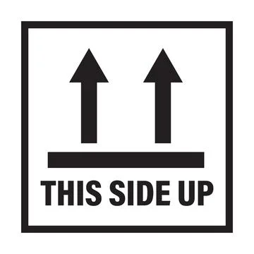 This side up package sticker icon vector. Upward packaging logo sign for grap Stock Illustration