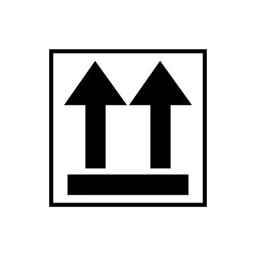 This side up packaging symbol with two arrows. Vertical lift icon Stock Illustration