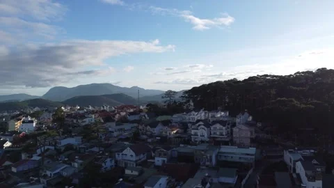 Side Pan of Mountainous City Stock Footage 255035112