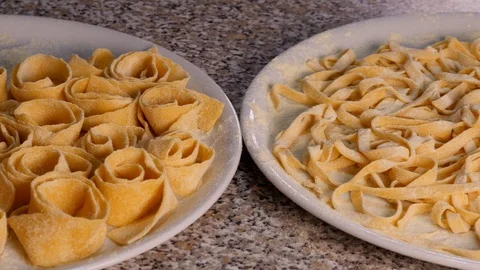 Side Panning on Fresh pasta Stock Footage 97974756