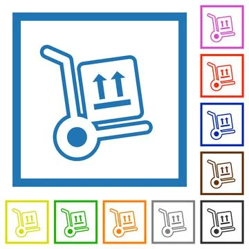 Side up parcel delivery outline flat framed icons 스톡 일러스트